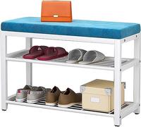 Banco de zapatos para almacenamiento de entrada, otomano, estante para zapatos, diseño simple forjado en hierro, multifuncional, reposapiés elegante y práctico.