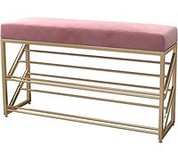 Banco de zapatos para entrada, almacenamiento al final de la cama con estantes de malla, taburete de 25 cm de ancho para sala de estar, pasillo, firme y resistente (color: rosa) Tamaño (rosa 80*25*48