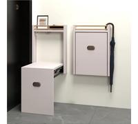 Banco de zapatos plegable montado en la pared con pasamanos, silla abatible que ahorra espacio, elegante taburete de madera para entrada y pasillo