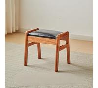 Banco de zapatos rústico de madera maciza para entrada, reposapiés multifuncional con asiento acolchado, taburete para sala de estar, pasillo, marco negro pequeño C