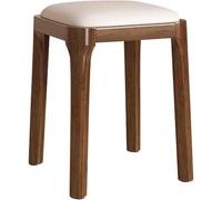 Banco de zapatos, silla de comedor cuadrada de madera, taburete bajo, apilable, taburete de mesita de noche, silla de maquillaje moderna adecuada para sala de estar, dormitorio (color: A)