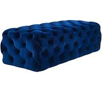 Banco de zapatos tapizado de terciopelo moderno - Otomana multifuncional para almacenamiento de dormitorio, taburete reposapiés de lujo azul oscuro, 60 x 45 x 40 cm, elegante decoración para el final