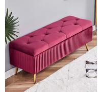 Banco de zapatos tapizado para entrada, moderno, color burdeos, otomana rectangular con diseño de botones para sala de estar, dormitorio y sofá, taburete de 60 cm