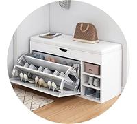 Banco de zapatos vintage para entrada con cojín de cuero, elegante taburete de almacenamiento para zapatos, diseño de cubo inclinado, extremo de la cama, color blanco, 100 cm de largo