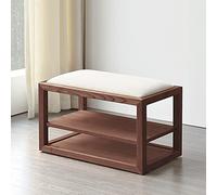 Banco de zapatos y estante de madera maciza de alta calidad, 2 niveles, cómodo asiento de almacenamiento estilo chino, 60 x 45 x 35 cm, ideal para zapatos y decoración del hogar