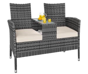 Banco doble Kino ratán sintético gris/crema 145x58x87cm