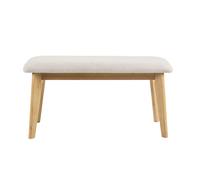 Banco escandinavo en tela de terciopelo texturizado beige y madera clara L92 cm ELION