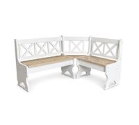Banco esquinero de madera maciza de pino blanco, asiento sin tratar, espacio ...