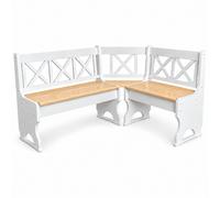 Banco esquinero pino madera maciza blanco/natural lacado espacio de almacenam...