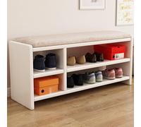 Banco Estrecho de ratán para Guardar Zapatos con Cojines, estantes Ajustables, Armario Alto para pasillos y recibidores. Elegante y Que Ahorra Espacio.