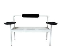 Banco Exterior Jardin Metálico con Mesas Laterales Bancos de Jardín 2 Plazas Placa de Acero Engrosada Banco Terraza, Balcón, Porche, Espacios Comerciales(Black)