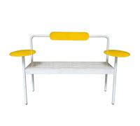 Banco Exterior Jardin Metálico con Mesas Laterales Bancos de Jardín 2 Plazas Placa de Acero Engrosada Banco Terraza, Balcón, Porche, Espacios Comerciales(White)