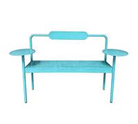 Banco Exterior Jardin Metálico con Mesas Laterales Bancos de Jardín 2 Plazas Placa de Acero Engrosada Banco Terraza, Balcón, Porche, Espacios Comerciales(Blue)