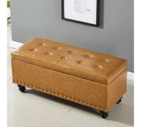 Banco grande de almacenamiento de piel sintética, otomana tapizada para dormitorio, sala de estar y entrada, elegante asiento de extremo de la cama con espaciosa solución de almacenamiento oculta
