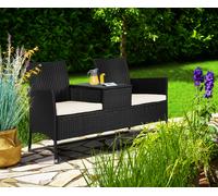 Banco jardín 2 plazas poliratán mesa/baúl integrado