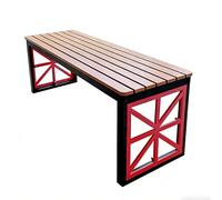 Banco Jardin Exterior Metal y Madera Asiento Amplio Estructura Reforzada de Una Sola Pieza Banco Madera Muebles de Jardin Ideal para Patios Balcones Calles Parques y Porches(Red,120 * 40 * 45)