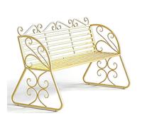 Banco Jardin Exterior Resistentes a la Intemperie Banco Terraza Exteriors con Respaldo Banco Esquinero con Tuberías Galvanizadas para Plazas Públicas, Lugares de Interés Turístico(Gold)