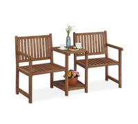 Banco jardin mobiliario exterior asiento doble con mesa banca de madera 2 plazas