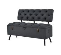 Banco malmöhus con almacenamiento tapizado metal/poliéster 110 x 48 x 75 cm - gris oscuro [pro.tec] 48 cm