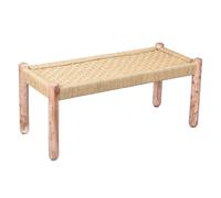 Banco Marrakech Josue de madera y yute, 90 cm, 2 plazas, ideal para jardín, terraza y balcón