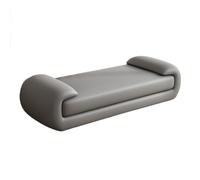 Banco minimalista de cuero para cama, taburete largo versátil para dormitorio y sala de estar, elegante taburete otomano y tocador en gris medio