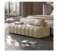 Banco moderno de piel sintética tapizado rectangular largo para sala de estar, dormitorio, entrada, elegante asiento al final de la cama (150 x 45 x 43 cm)