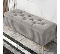 Banco moderno de terciopelo con patas de metal en D, otomana capitoné con botones para sala de estar, dormitorio, pasillo, extremo elegante de la cama Sto Solut, 100 x 40 x 45 cm