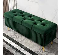 Banco moderno de terciopelo con patas de metal en D, otomana copetuda para sala de estar, dormitorio, pasillo, extremo de la cama Sto Solut, 90 x 40 x 45 cm