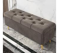 Banco moderno de terciopelo con patas de metal en D, otomana copetuda para sala de estar, dormitorio y pasillo, extremo de la cama Sto Solut (100 x 40 x 45 cm)