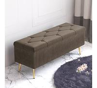 Banco moderno de terciopelo para almacenamiento de zapatos, otomano, tapizado, de felpa, para entrada, elegante, reposapiés, para dormitorio y sala de estar, color marrón