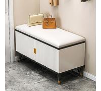 Banco moderno negro con zapatero y armario de almacenamiento oculto, entrada delgada con asiento para tacones altos, pasillos y armarios, perfecto para soluciones de ahorro de espacio (tamaño: 120 cm)