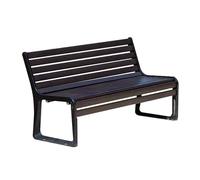 Banco moderno para exteriores, asiento de jardín de aluminio resistente para 3 personas, elegante sofá de patio para patio, parque y césped, diseño duradero y resistente a la intemperie