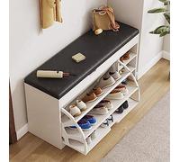 Banco moderno para zapatero para entrada, pasillo, dormitorio, sala de estar, solución de almacenamiento elegante y funcional con puertas correderas y diseño versátil