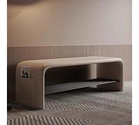 Banco moderno para zapatos de entrada con estante de almacenamiento de doble capa y asiento acolchado de piel sintética, elegante banco para sala de estar, pasillo, dormitorio, baño (café leche, 47