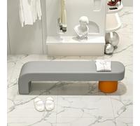 Banco moderno tapizado de piel sintética para entrada, sala de estar y comedor, elegante asiento otomano al final de la cama, 80 x 40 x 45 cm, gris