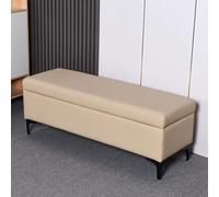 Banco otomano acolchado de cuero con patas de metal, solución versátil para dormitorio, entrada y sala de estar, asientos elegantes al final de la cama y