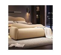 Banco otomano amarillo claro - Elegante taburete de noche y sofá chaise lounge - Asiento compacto de almacenamiento para apartamentos pequeños - Diseño minimalista crema, perfecto para decoración