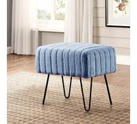 Banco otomano azul de piel sint tica de vis n Super Soft Things, 48 x 33 x 43 cm, reposapi s azul Mirage para sala de estar, banco de maquillaje