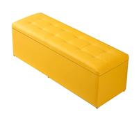 Banco otomano con asiento de piel sintética y almacenamiento, mueble multifuncional para centros comerciales y cafeterías, 130 cm de longitud