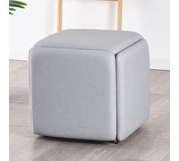 Banco otomano cuadrado de cuero verde con juego de taburete 5 en 1 y ruedas para sala de estar o comedor, reposapiés apilable, 45 cm