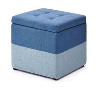 Banco otomano cuadrado grande tapizado de tela de lino, banco acolchado con almacenamiento oculto y asiento, taburete para zapatos para sala de estar, dormitorio, entrada