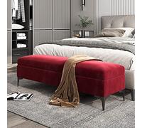 Banco otomano de almacenamiento, banco de almacenamiento tapizado de terciopelo, banco de extremo de la cama, banco de dormitorio con baúl de almacenamiento premium con almacenamiento, sin necesidad d