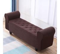 Banco otomano de almacenamiento, banco de entrada tapizado con capitoné, baúl de almacenamiento con patas de madera maciza, para dormitorio, sala de estar, entrada, pasillo