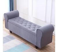 Banco otomano de almacenamiento, banco de entrada tapizado con capitoné, baúl de almacenamiento con patas de madera maciza, para dormitorio, sala de estar, entrada, pasillo