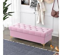 Banco otomano de almacenamiento, baúl de almacenamiento tapizado de terciopelo para dormitorio, sala de estar, entrada, diseño moderno y lujoso