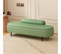 Banco otomano de almacenamiento con asiento, moderna caja de almacenamiento para entrada, taburete reposapiés de piel sintética con almohada lumbar