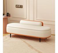 Banco Otomano De Almacenamiento De 120 Cm con Respaldo, Banco Zapatero De Entrada De Cuero Resistente A Los Arañazos con Almacenamiento Oculto Y Almohada Lumbar. A 59.1D x 17.7W x 17.7H