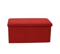 Banco otomano de almacenamiento de 48 x 30 x 30 cm, reposapiés pequeño con tapa extraíble, puf de tela de lino para sala de estar, dormitorio, oficina, taburete portátil para sofá, escritorio, ideal