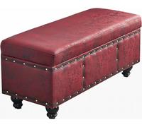 Banco otomano de almacenamiento de cuero, banco de almacenamiento de zapatos, taburete otomano de madera con asiento cómodo, muebles elegantes y funcionales para una vida relajada