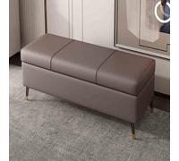 Banco otomano de almacenamiento de cuero, reposapiés rectangular con espacio de almacenamiento para sala de estar, dormitorio y entrada, pieza versátil de decoración del hogar